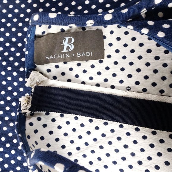 Sachin & Babi Blue White Polka Dot Net Sequin Zipper Back Tank Top XS - Picture 11 of 15